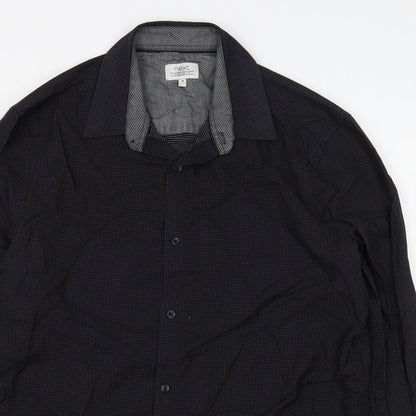 Mens UK Size M NEXT Black  Button-Up Long Sleeve Casual Shirt