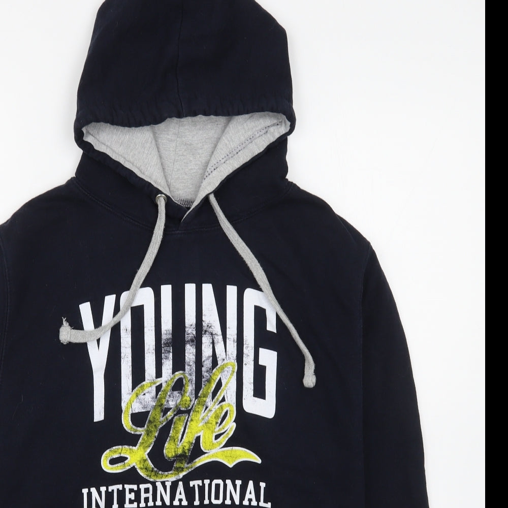 Awdis Mens Blue  Cotton Pullover Hoodie Size S