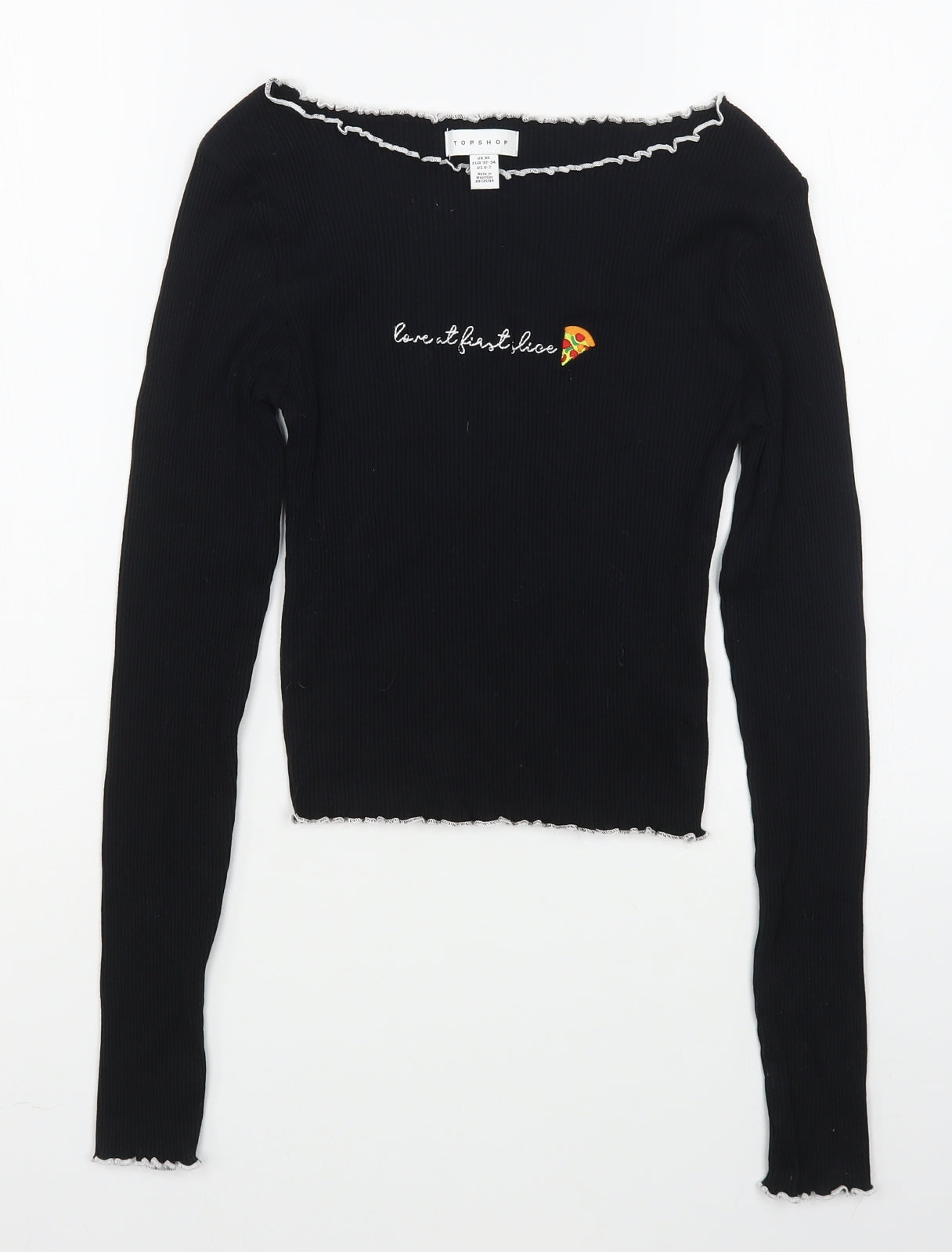 Womens UK Size XS Topshop Black Basic T-Shirt