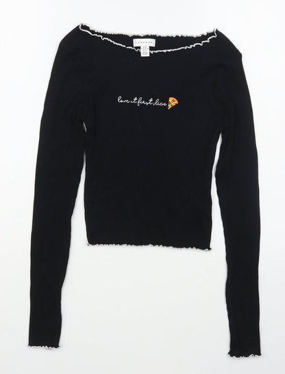 Womens UK Size XS Topshop Black Basic T-Shirt