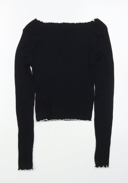Womens UK Size XS Topshop Black Basic T-Shirt