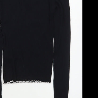 Womens UK Size XS Topshop Black Basic T-Shirt