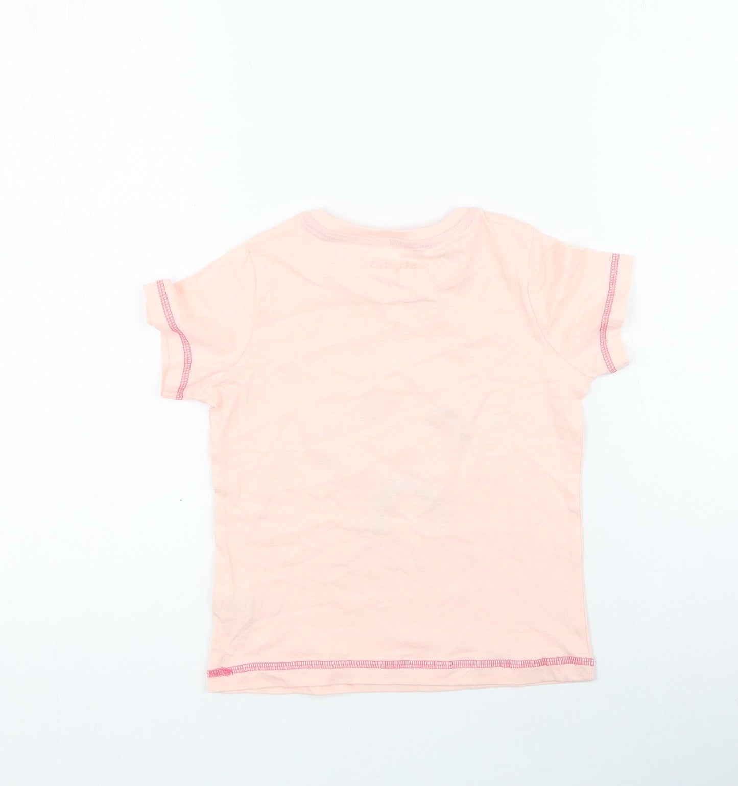 Studio Girls Pink  Cotton Basic T-Shirt Size 5-6 Years Round Neck  - Unicorn