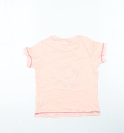 Studio Girls Pink  Cotton Basic T-Shirt Size 5-6 Years Round Neck  - Unicorn