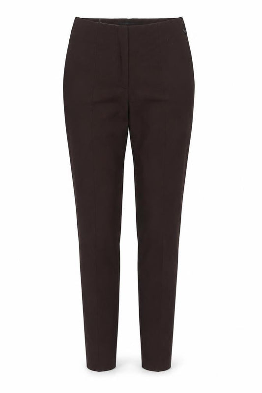 Front view of ASOS women’s green polyester trousers, size UK 8, 26-inch leg regular