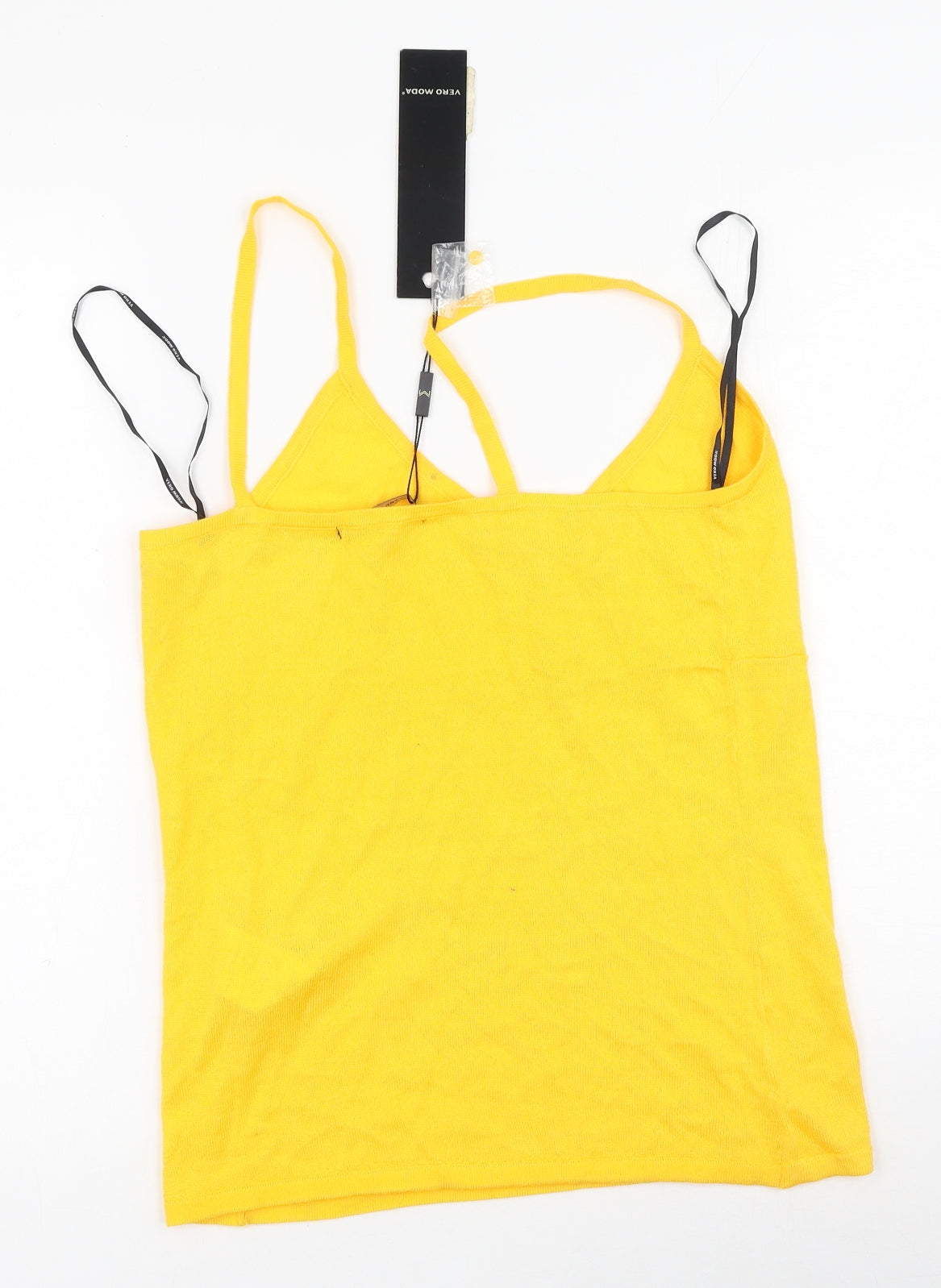 Womens UK Size L Vera Moda Yellow Basic Tank