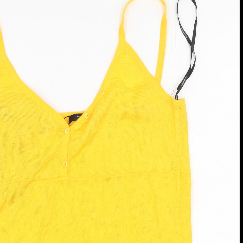 Womens UK Size L Vera Moda Yellow Basic Tank