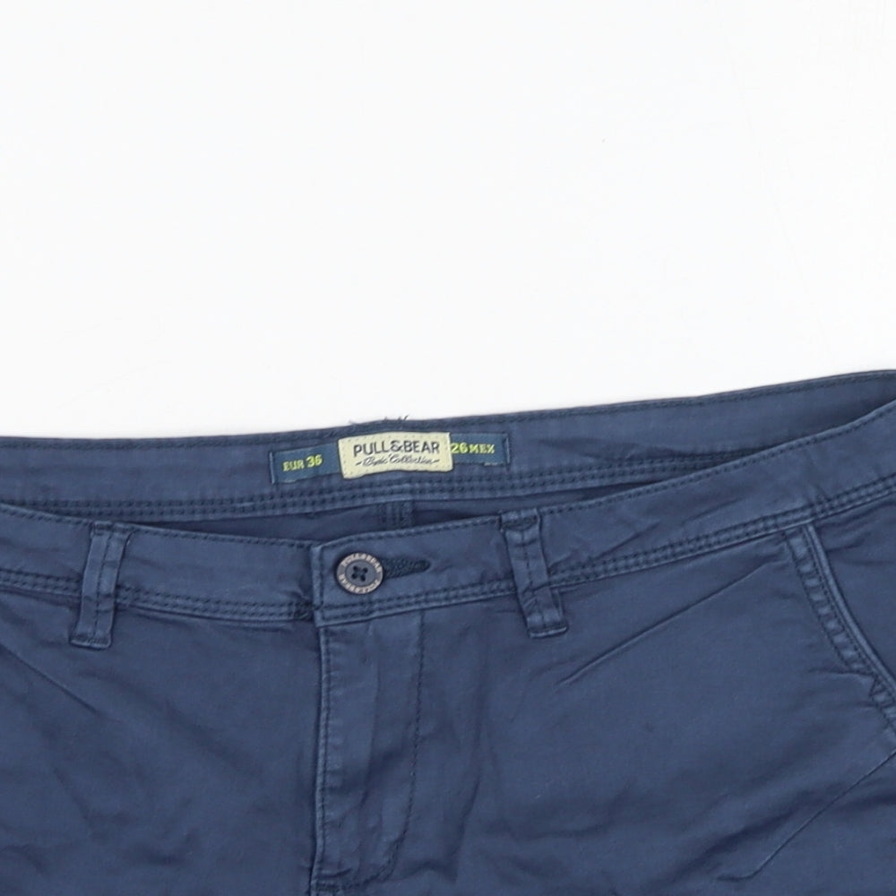 Pull&Bear Womens Blue  Cotton Cargo Shorts Size 36 L4.5 in Regular