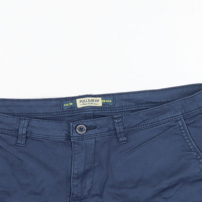 Pull&Bear Womens Blue  Cotton Cargo Shorts Size 36 L4.5 in Regular