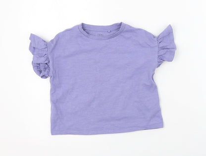 NEXT Girls Purple  Cotton Basic T-Shirt Size 4 Years Round Neck