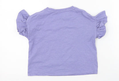 NEXT Girls Purple  Cotton Basic T-Shirt Size 4 Years Round Neck