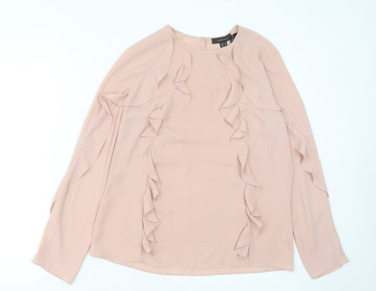 Atmosphere Womens Pink  Polyester Basic Blouse Size 10 Crew Neck
