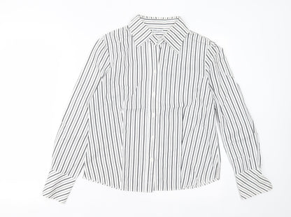 Gerry Weber Womens White Striped Cotton Basic Button-Up Size 10 Collared