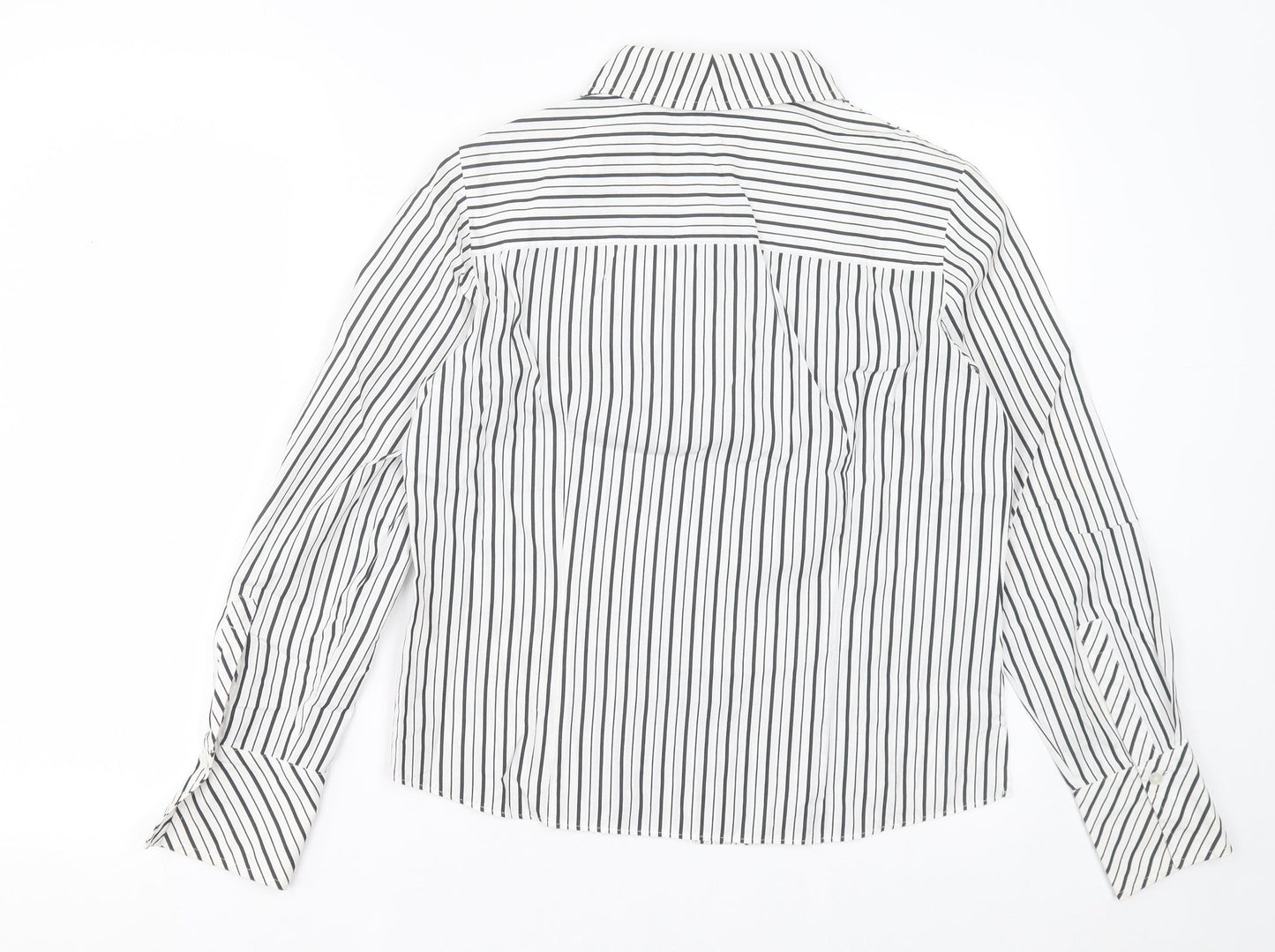 Gerry Weber Womens White Striped Cotton Basic Button-Up Size 10 Collared