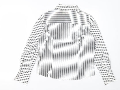 Gerry Weber Womens White Striped Cotton Basic Button-Up Size 10 Collared