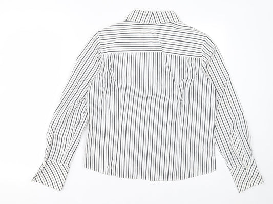 Gerry Weber Womens White Striped Cotton Basic Button-Up Size 10 Collared