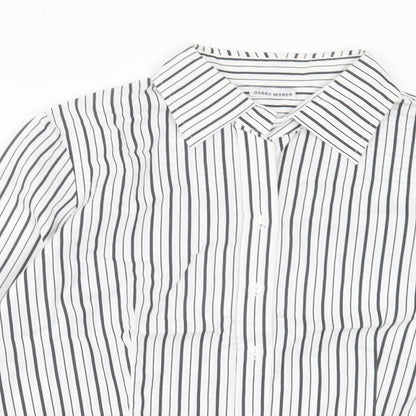 Gerry Weber Womens White Striped Cotton Basic Button-Up Size 10 Collared