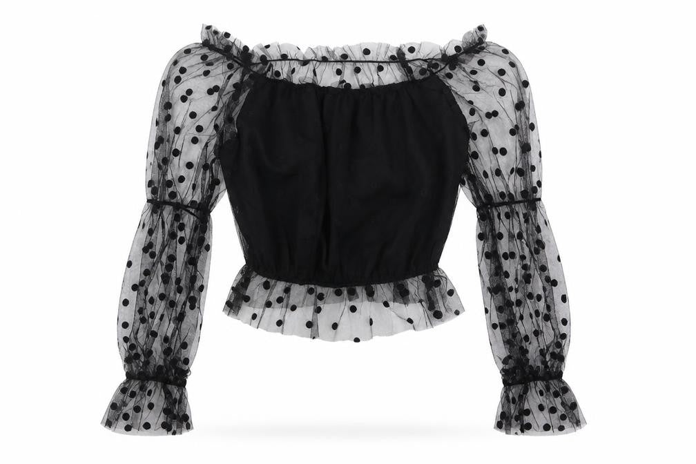 Womens UK Size S SheIn Black Cropped Blouse