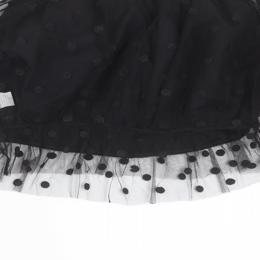 SheIn Womens Black Polka Dot Polyester Cropped Blouse Size S Boat Neck