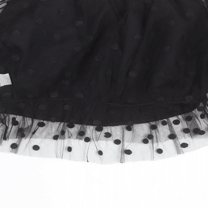 SheIn Womens Black Polka Dot Polyester Cropped Blouse Size S Boat Neck