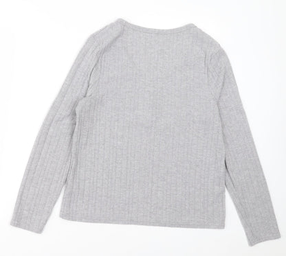 Primark Womens Grey V-Neck  Polyester Pullover Jumper Size M