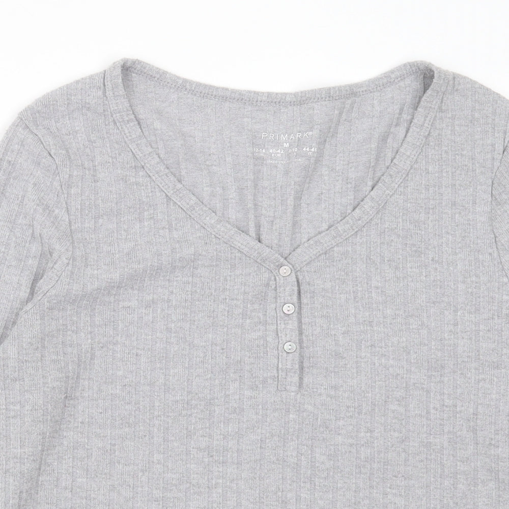 Primark Womens Grey V-Neck  Polyester Pullover Jumper Size M