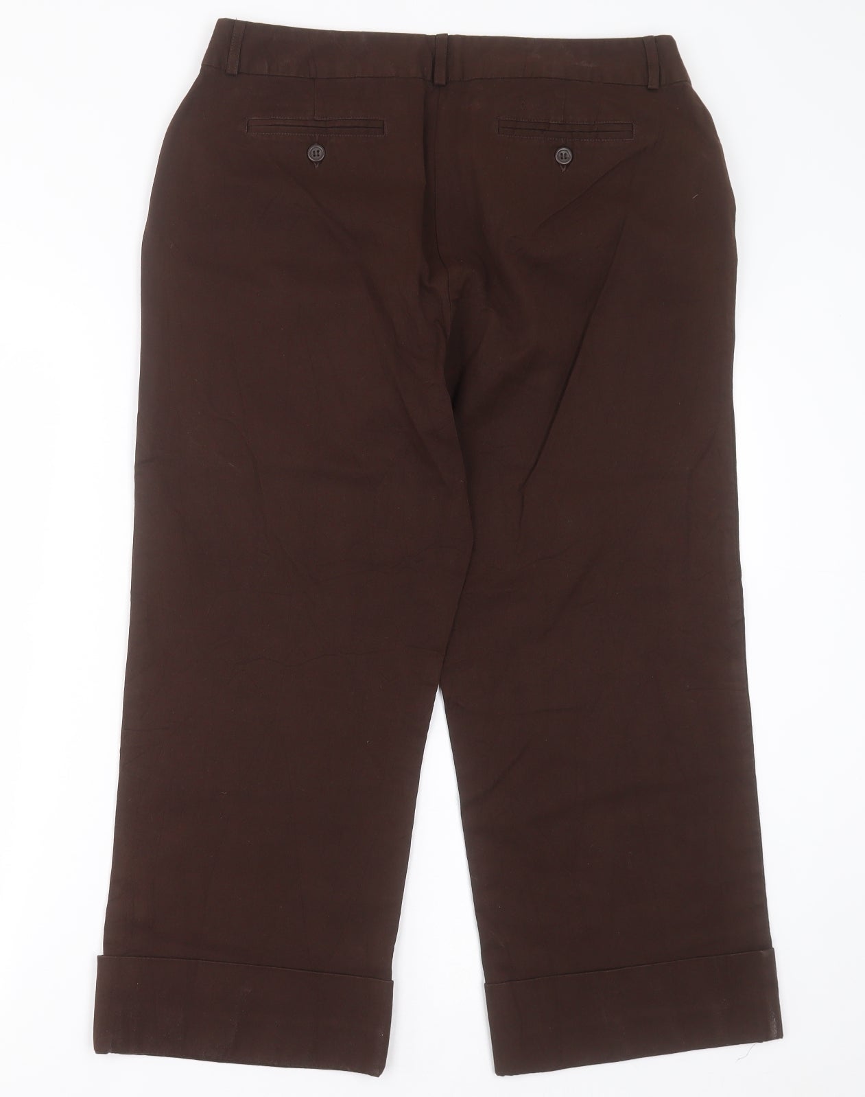 Style & Co Womens Brown  Cotton Cropped Trousers Size 12 L24 in Regular Hook & Eye