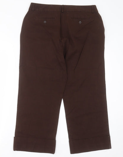 Style & Co Womens Brown  Cotton Cropped Trousers Size 12 L24 in Regular Hook & Eye