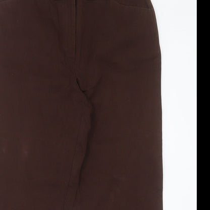 Style & Co Womens Brown  Cotton Cropped Trousers Size 12 L24 in Regular Hook & Eye