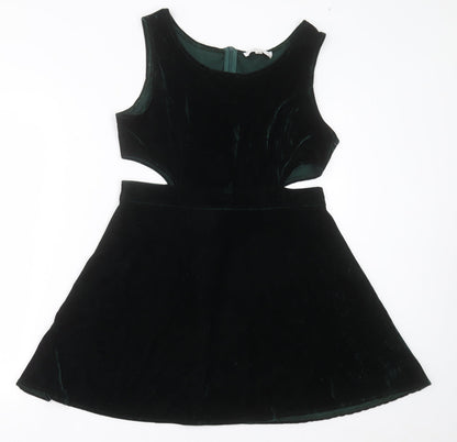 Missguided Womens Green  Polyester A-Line  Size 14  Boat Neck Pullover - cut out sides