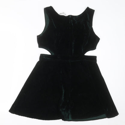 Missguided Womens Green  Polyester A-Line  Size 14  Boat Neck Pullover - cut out sides