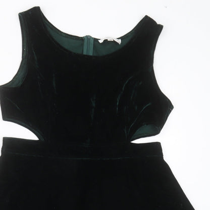 Missguided Womens Green  Polyester A-Line  Size 14  Boat Neck Pullover - cut out sides