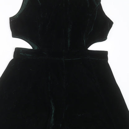 Missguided Womens Green  Polyester A-Line  Size 14  Boat Neck Pullover - cut out sides