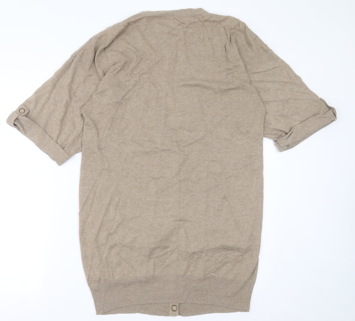 TU Womens Brown V-Neck  Acrylic Cardigan Jumper Size 16