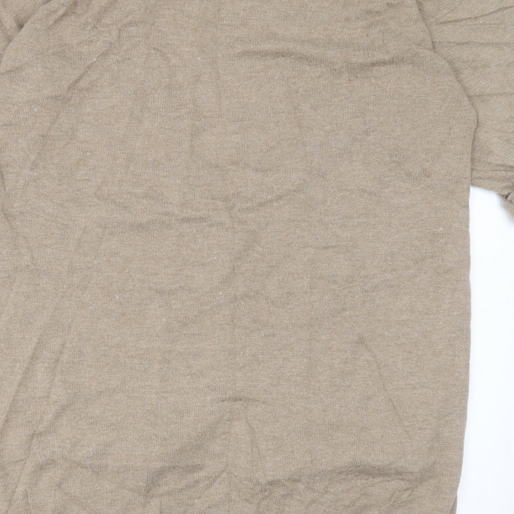 TU Womens Brown V-Neck  Acrylic Cardigan Jumper Size 16