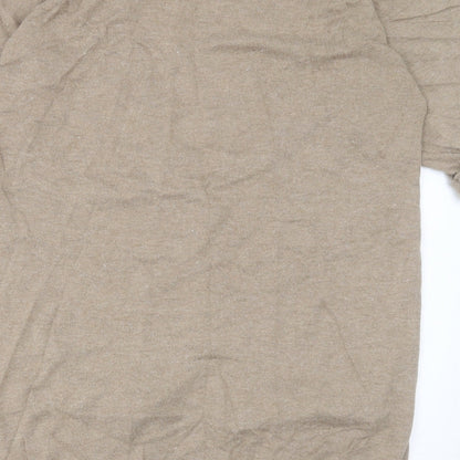 TU Womens Brown V-Neck  Acrylic Cardigan Jumper Size 16