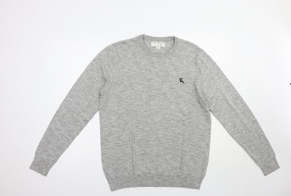 F&F Mens Grey Crew Neck  Cotton Pullover Jumper Size M