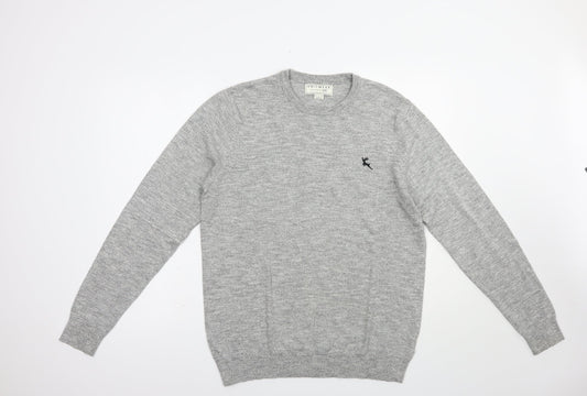 F&F Mens Grey Crew Neck  Cotton Pullover Jumper Size M