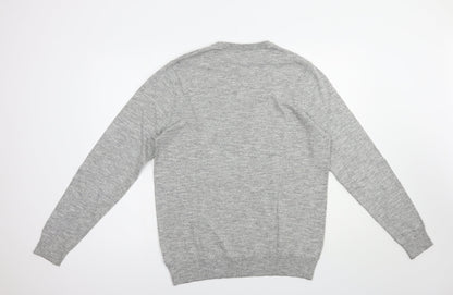 F&F Mens Grey Crew Neck  Cotton Pullover Jumper Size M