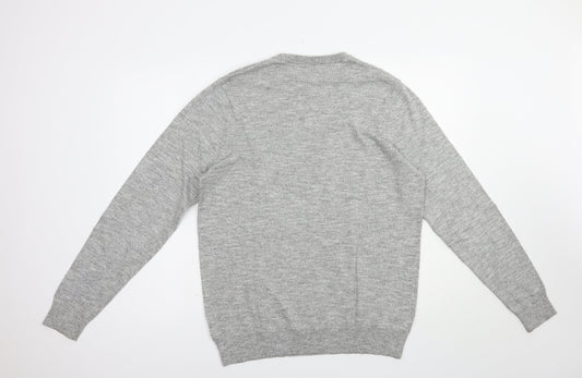 F&F Mens Grey Crew Neck  Cotton Pullover Jumper Size M