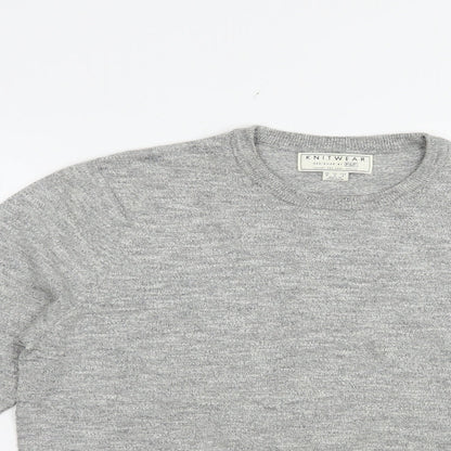 F&F Mens Grey Crew Neck  Cotton Pullover Jumper Size M