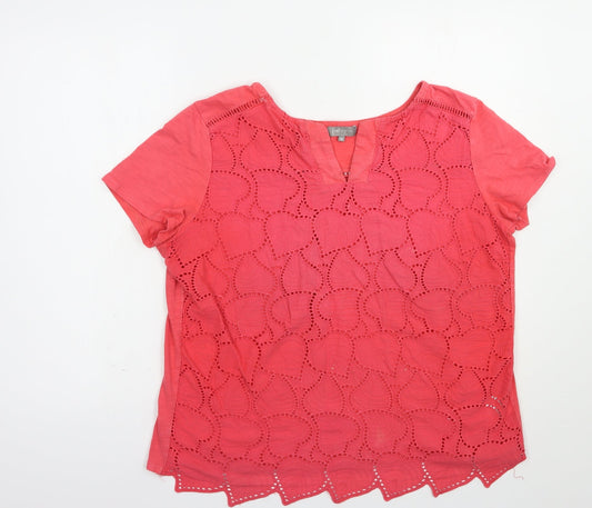 First Avenue Womens Pink  Cotton Basic Blouse Size M V-Neck