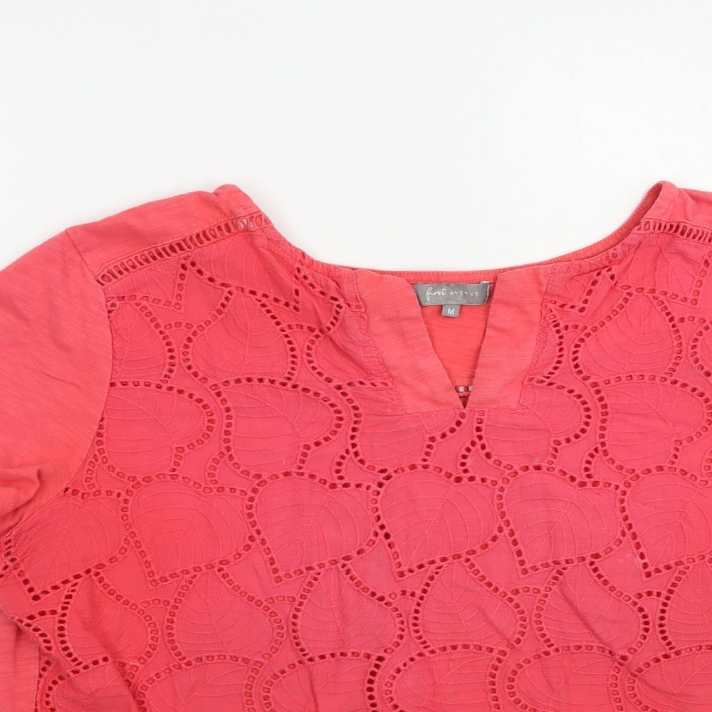First Avenue Womens Pink  Cotton Basic Blouse Size M V-Neck