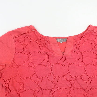 First Avenue Womens Pink  Cotton Basic Blouse Size M V-Neck