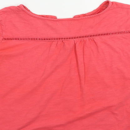 First Avenue Womens Pink  Cotton Basic Blouse Size M V-Neck