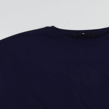 Close-up detail of Very women’s blue colourblock cotton pullover sweatshirt, size UK 14, pullover