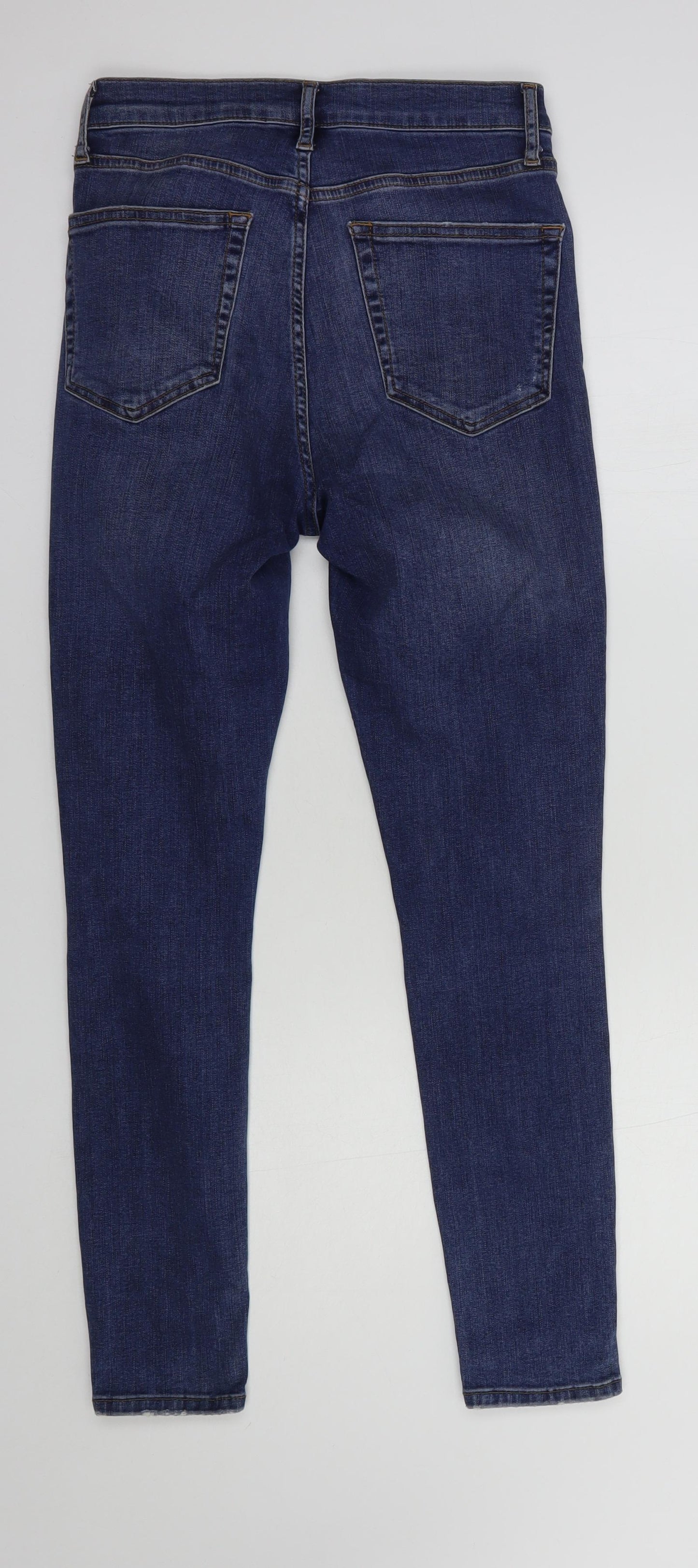 Topshop Womens Blue  Cotton Skinny Jeans Size 28 in L32 in Regular Button