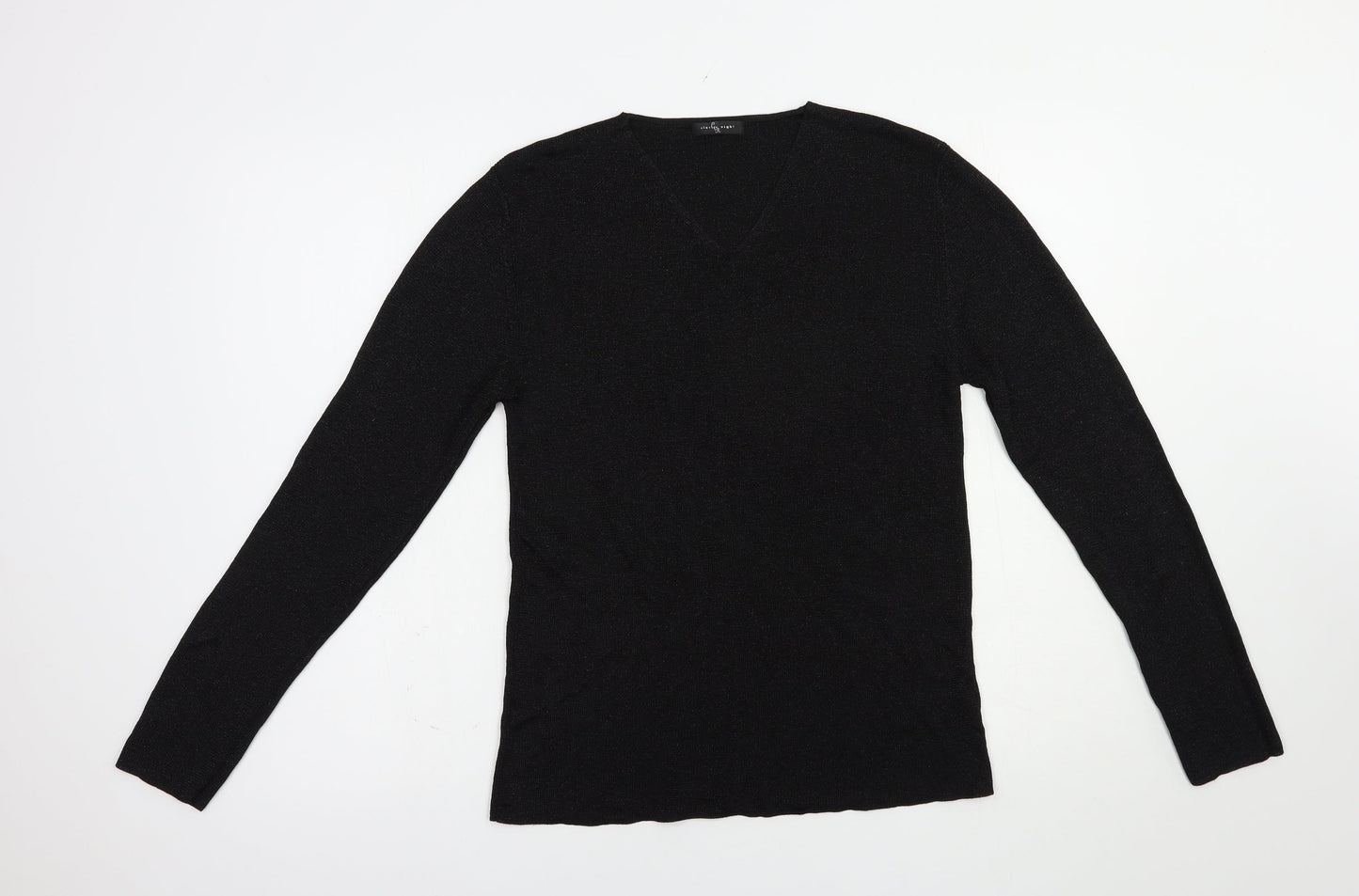 Dunnes Stores Womens Black V-Neck  Viscose Pullover Jumper Size 14