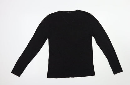 Dunnes Stores Womens Black V-Neck  Viscose Pullover Jumper Size 14