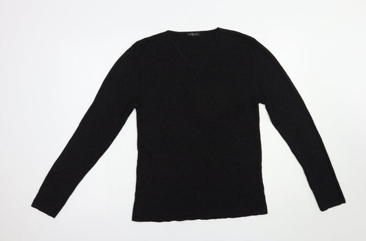 Dunnes Stores Womens Black V-Neck  Viscose Pullover Jumper Size 14